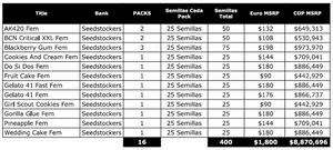 Seedstockers Feminizadas Packs de 25 Semillas Lote (próxima subasta)